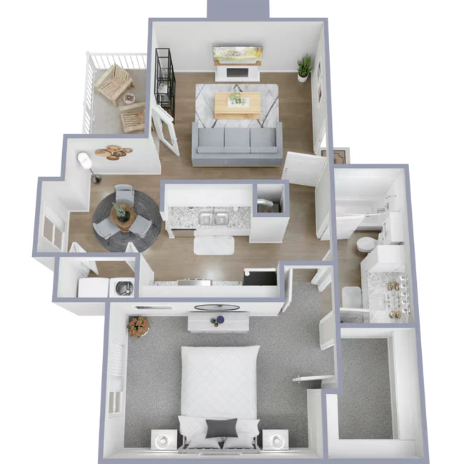 1 Bed 1 Bath A2 B1706 floor plan
